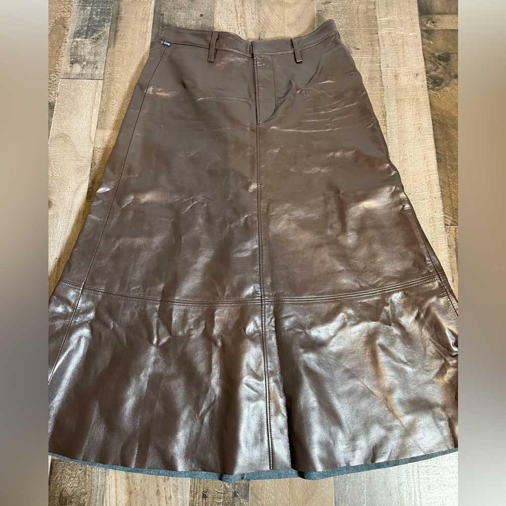 Citizens of Humanity‎ Brown Leather Midi Skirt 29 A-Line Boho 90s Luxe